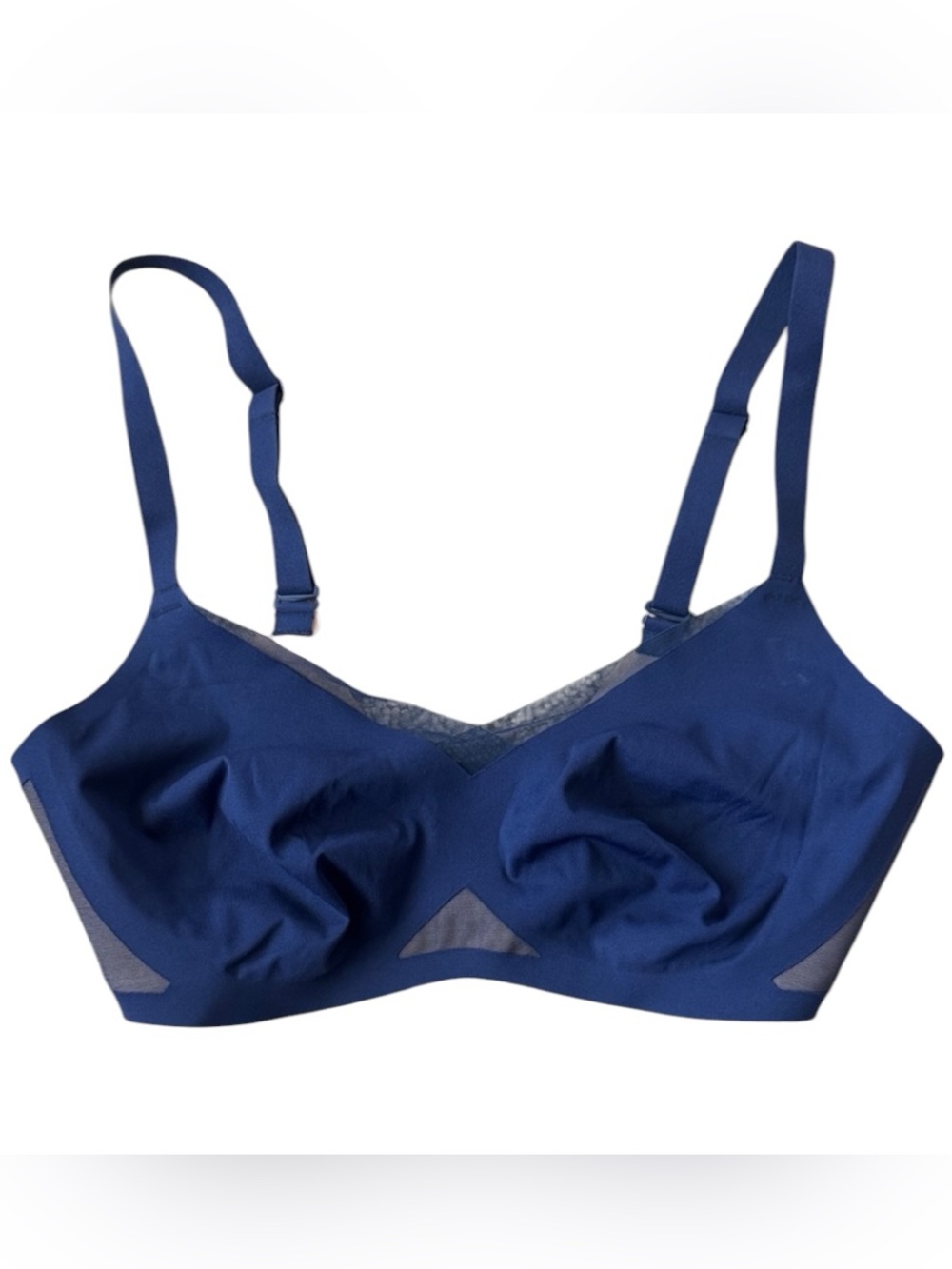Honeylove Crossover bra Navy Wireless Bra with Sheer V-Neck Trim size XL - Picture 4 of 5
